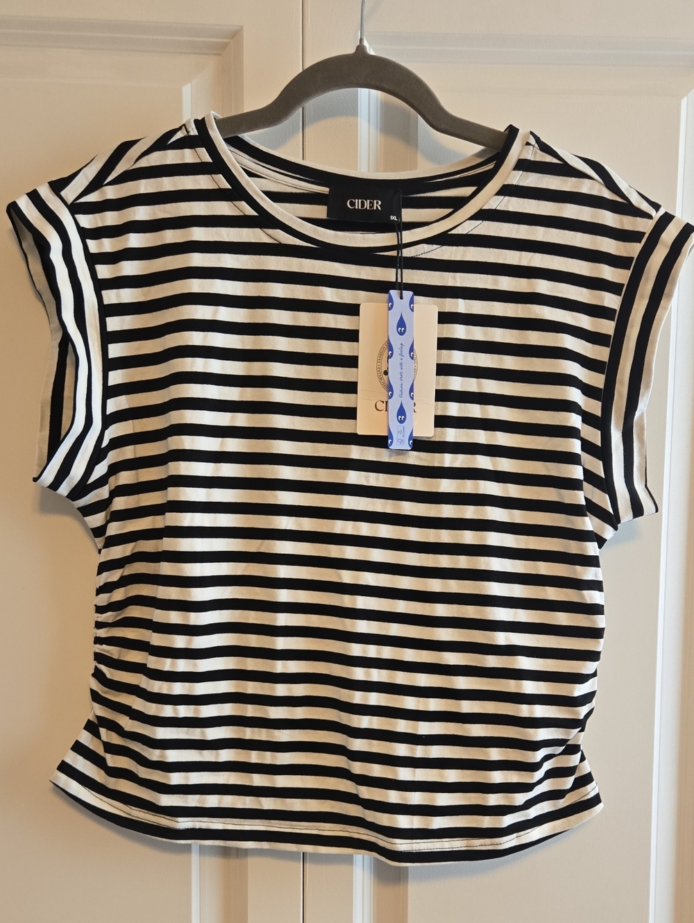 Cider Black & White Striped Women’s Tee - 1x